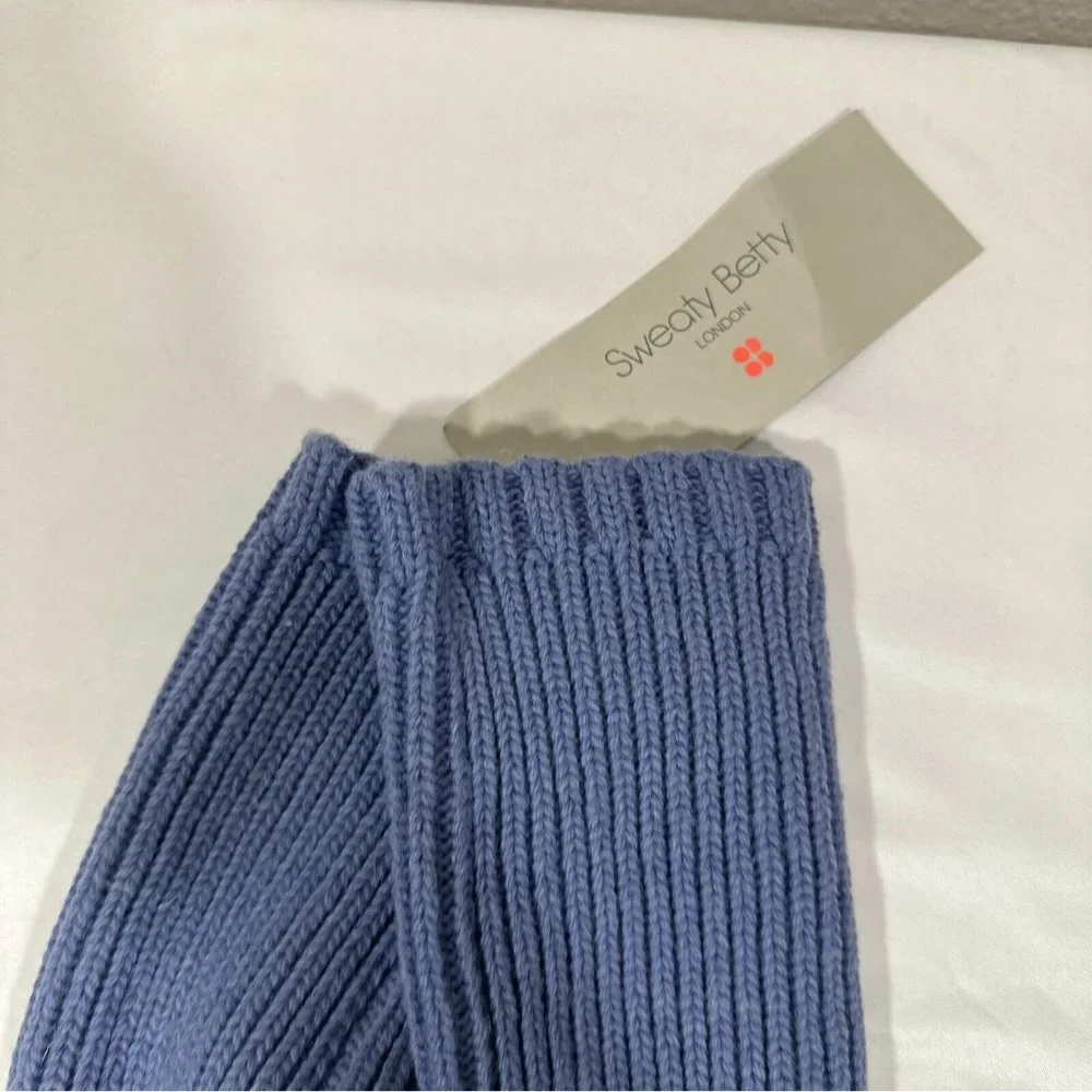 NWT Sweaty Betty Soft‎ Rib Fingerless Mittens Gloves in Dusk Blue